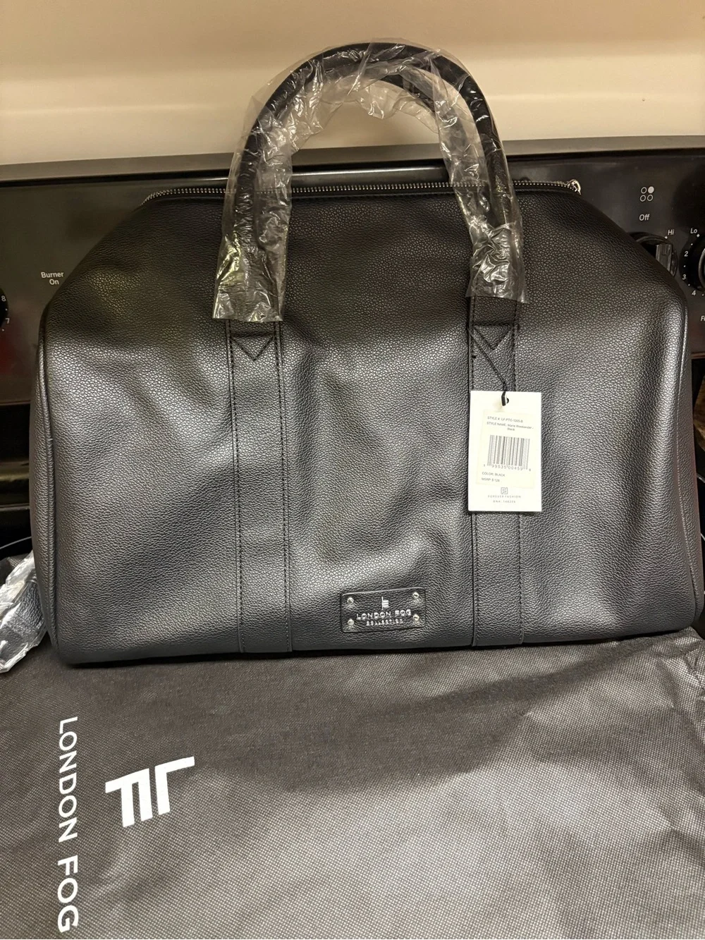 London Fog Black Pebbled Duffel Bag